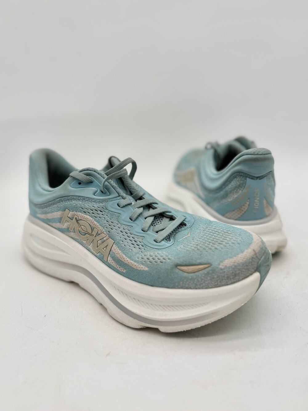 HOKA Bondi 9 Women’s Size 8 Blue White Max Cushion Running Walking Shoes